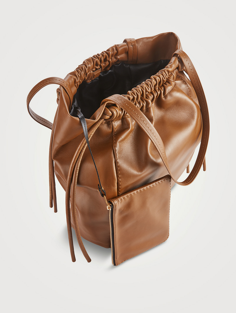 Drawstring Leather Tote Bag