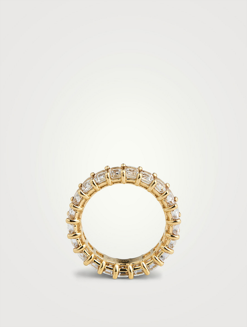 18K Gold White Topaz Eternity Band Ring