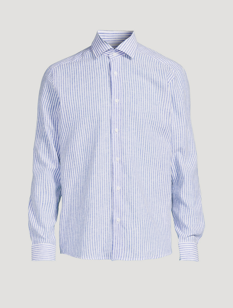 Thornhill Linen And Cotton Shirt Striped Print