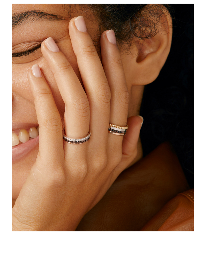 Quatre Classique Gold Wedding Band With Brown PVD And Diamonds
