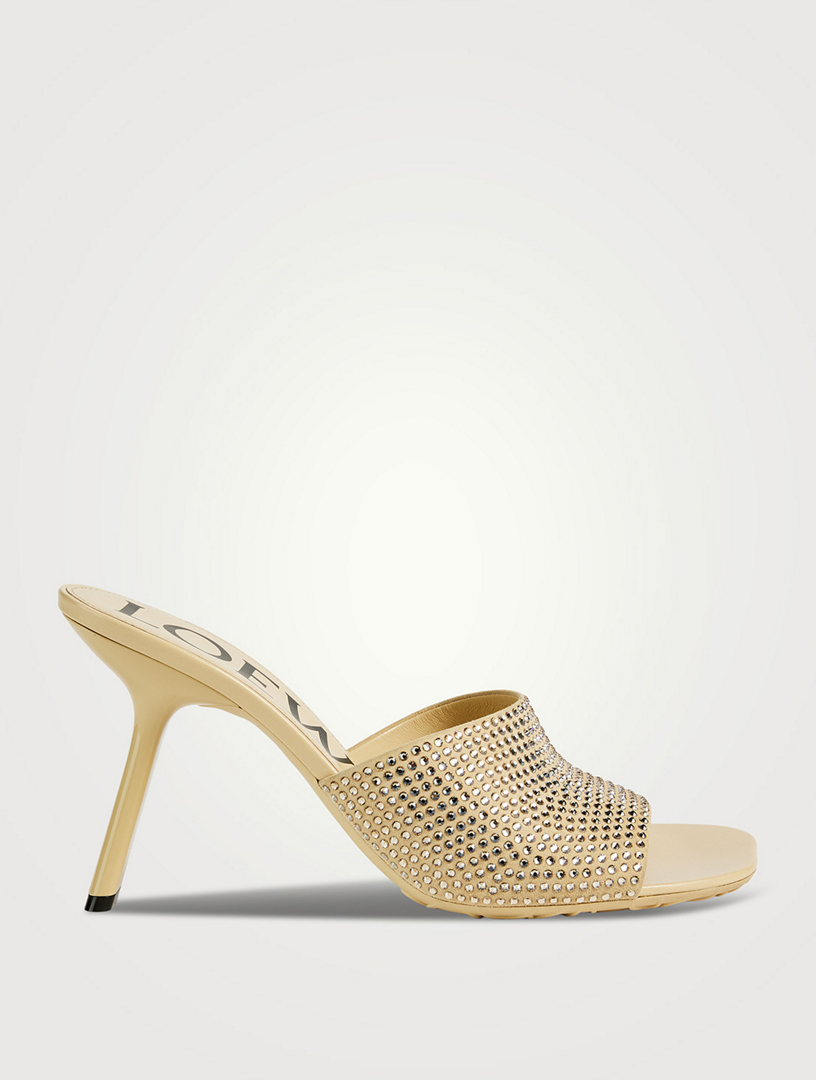 Petal Embellished Suede Mules