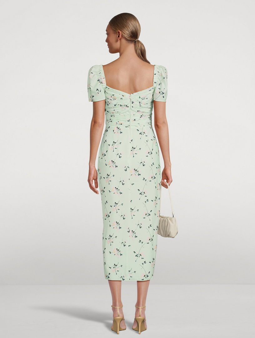 SELF-PORTRAIT Stretch Crepe Midi Dress In Iris Print | Holt Renfrew