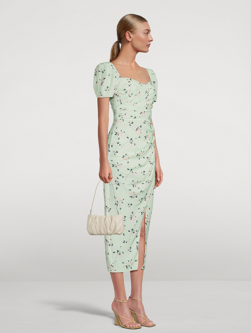 SELF-PORTRAIT Stretch Crepe Midi Dress In Iris Print | Holt Renfrew