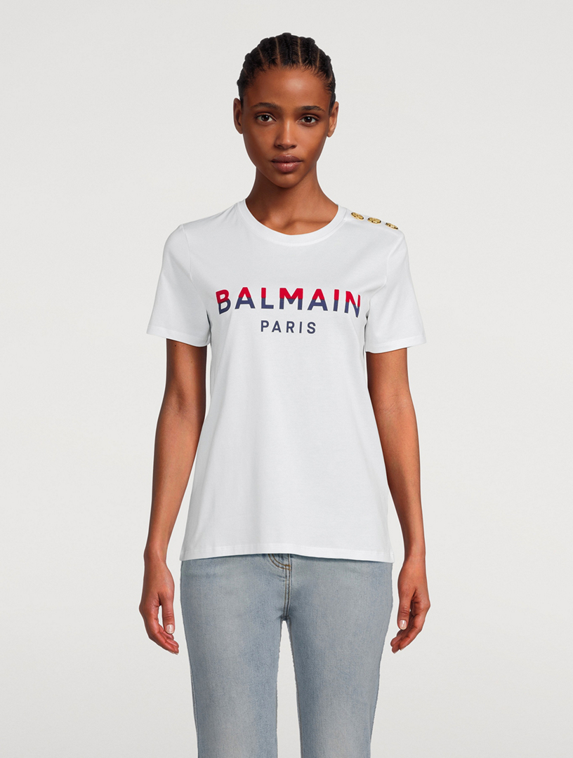 flocked-monogram T-shirt, Balmain