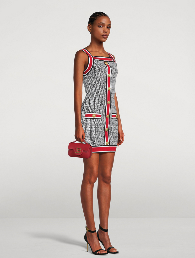 Buttoned Monogram Knit Mini Dress