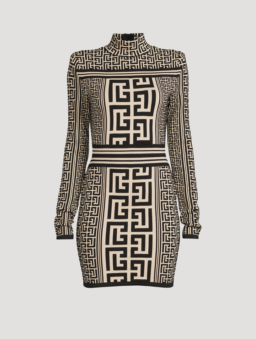 BALMAIN Monogram Knit Mini Dress