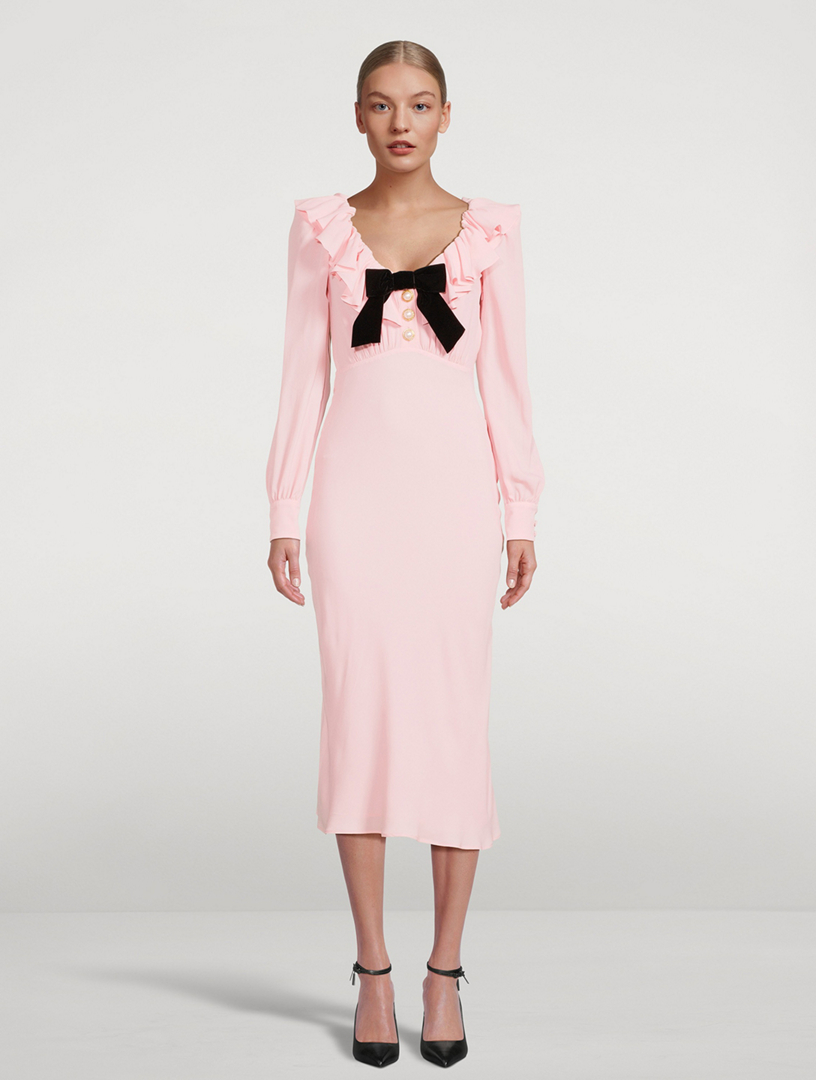 Silk-Blend Midi Dress