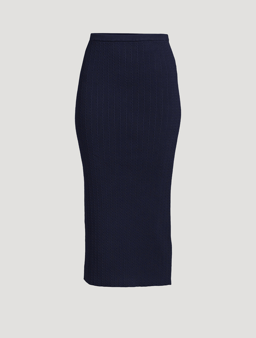 Navy blue outlet ribbed skirt