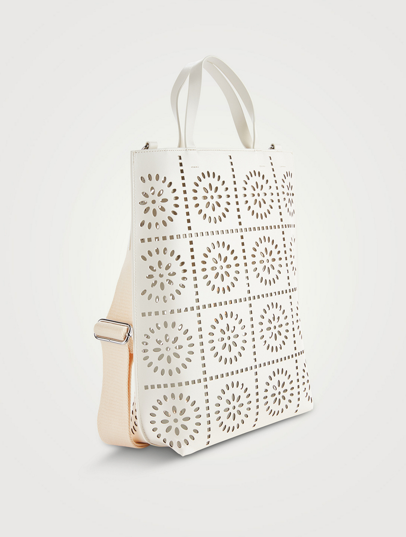 GANNI Medium Banner Perforated Leather Tote Bag | Holt Renfrew