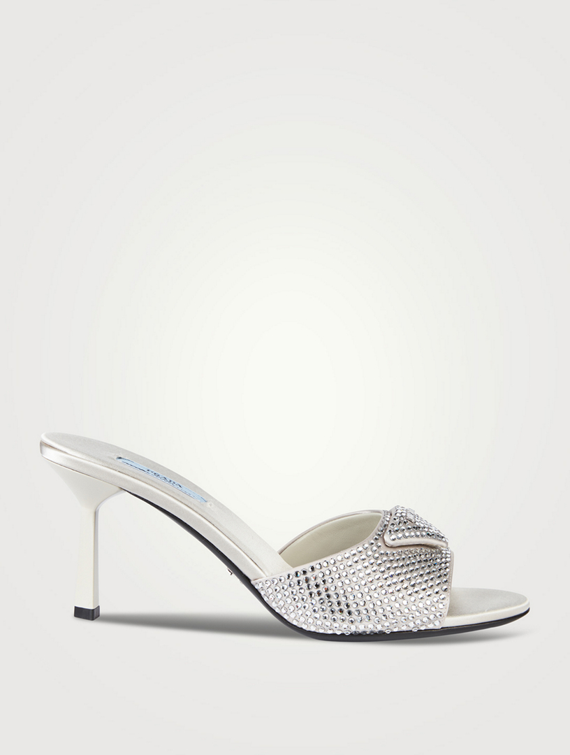 Mules en satin avec cristaux