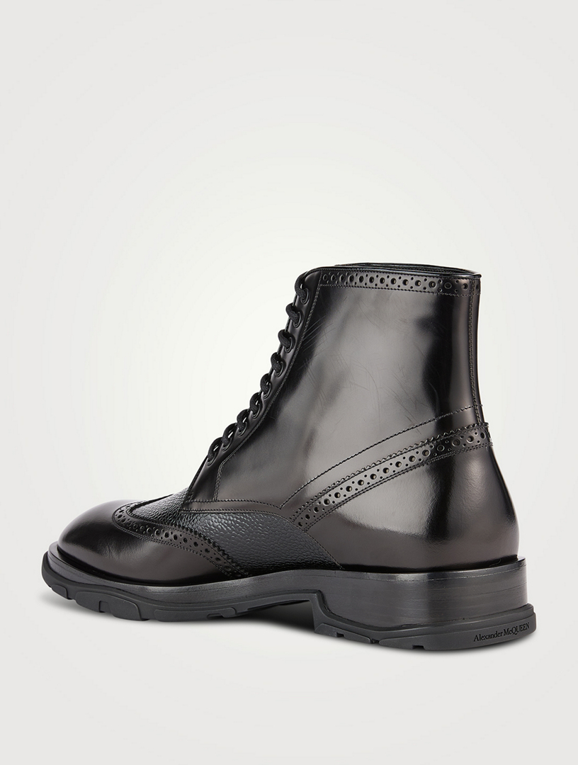 ALEXANDER MCQUEEN Punk Leather Brogue Boots Holt Renfrew