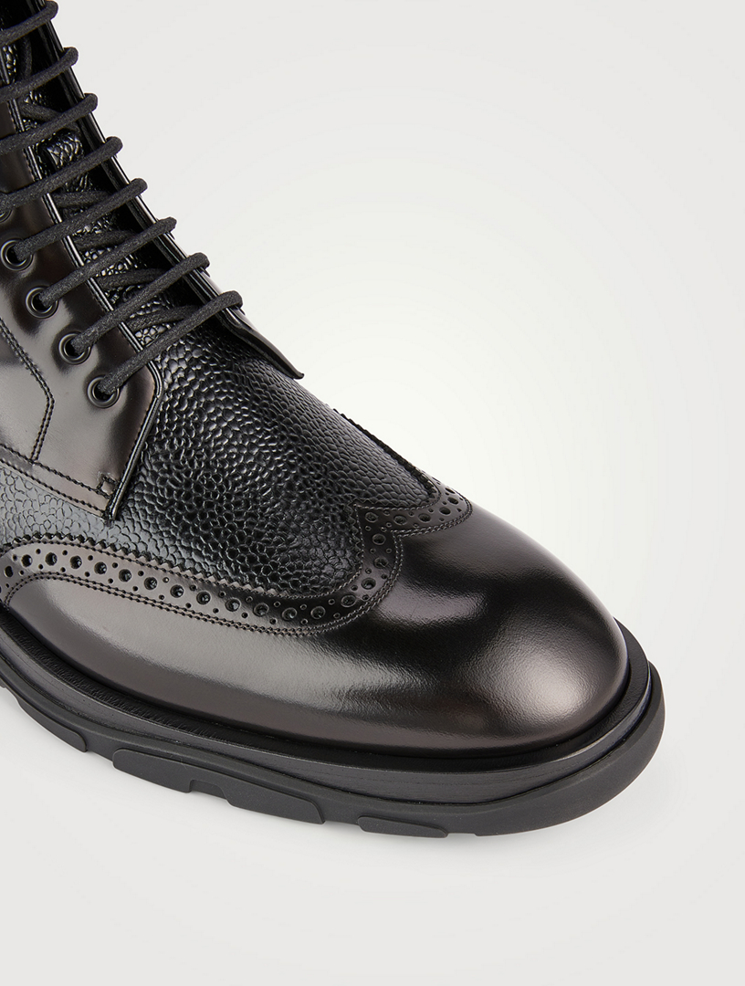 Punk Leather Brogue Boots