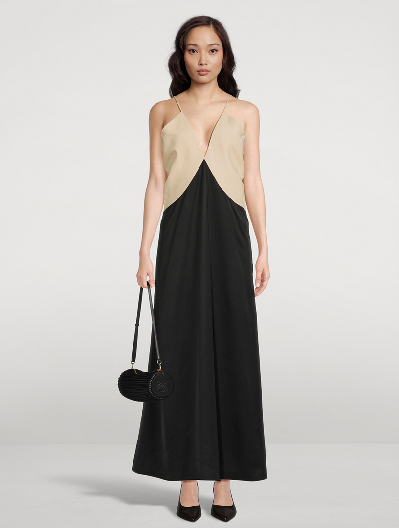 toteme draped silk cami dress Draped Silk Cami Dress  Navy  La Garonne