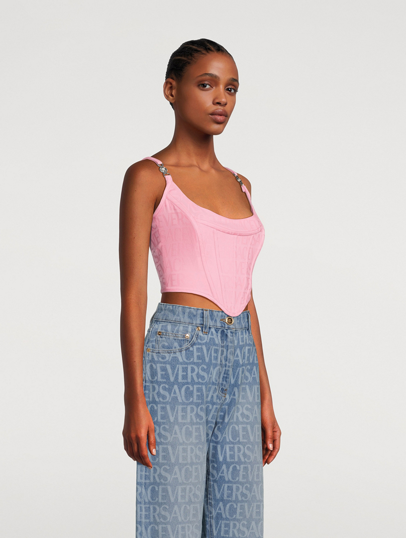 Versace Allover Wool Corset Top