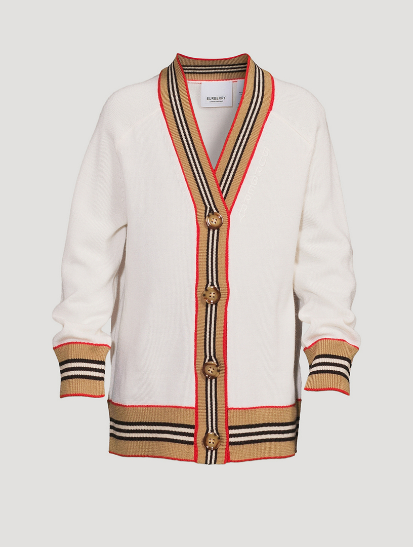 Icon Stripe Trim Wool Cardigan