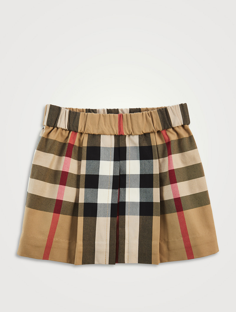 BURBERRY Jupe plissee en coton avec motif a carreaux audacieux Holt Renfrew