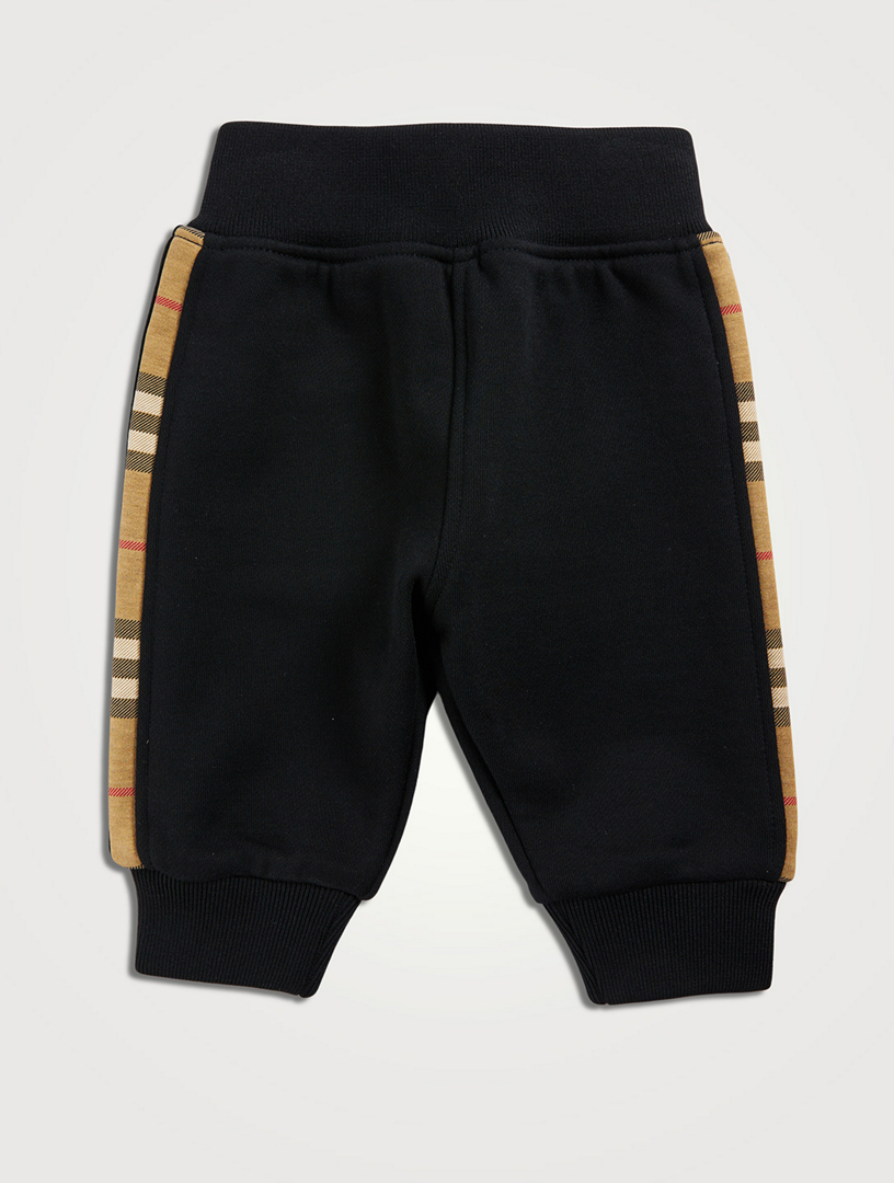 Check Panel Cotton Jogging Pants