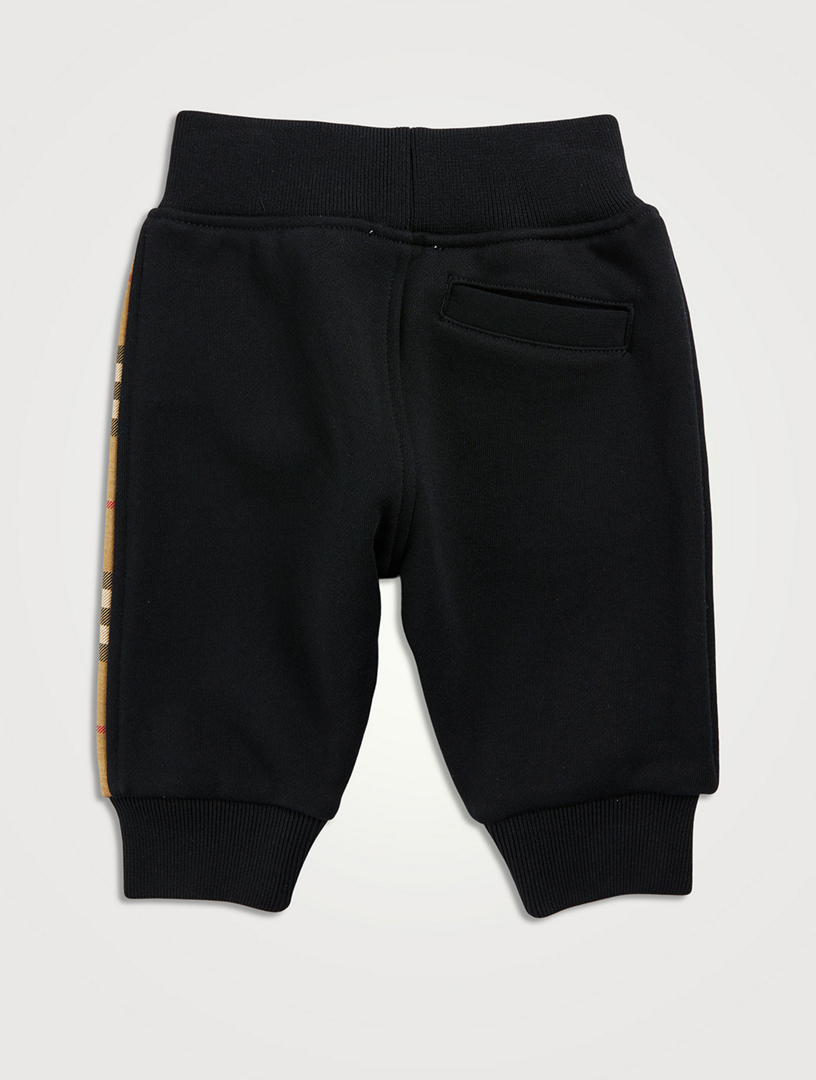 Check Panel Cotton Jogging Pants