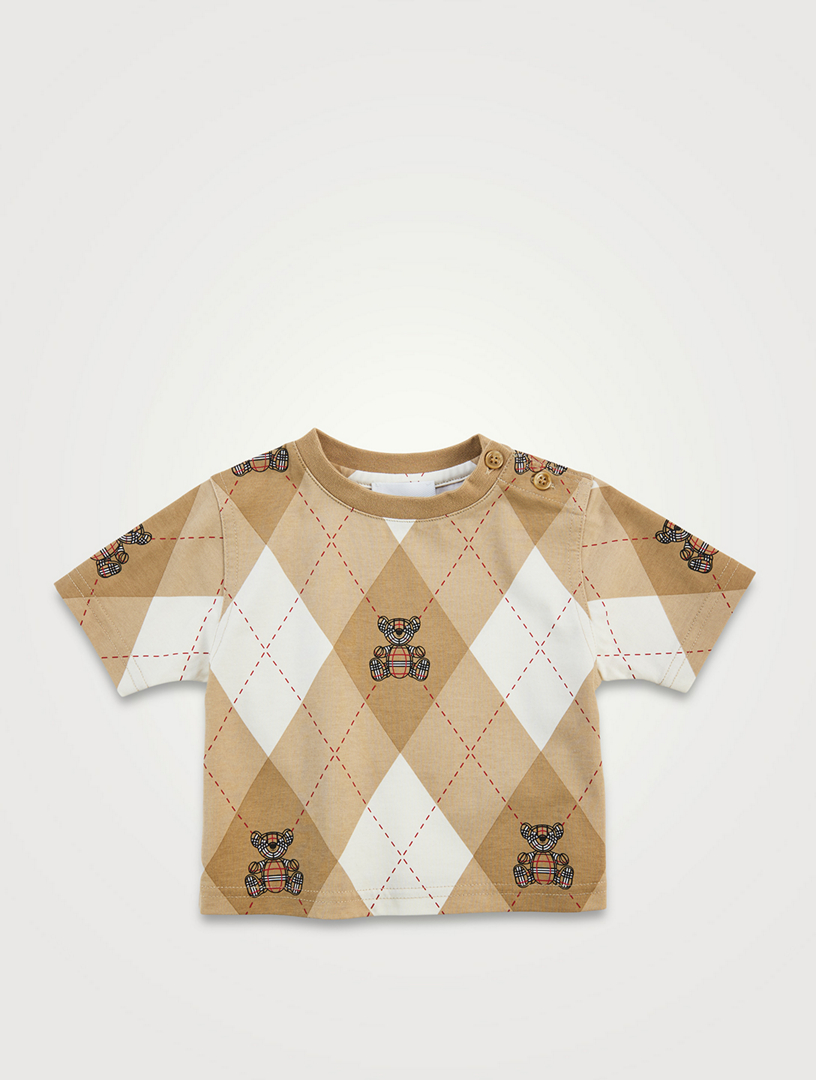 Cotton Argyle T-Shirt Thomas Bear Print