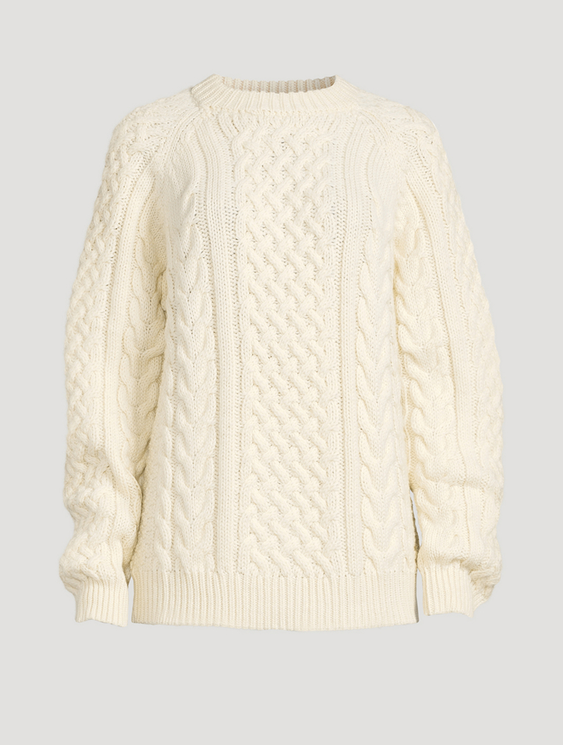 Bare Knitwear Woman Porteau Cable Crew Sweater Ecru Cream - Advice from a  Caterpillar