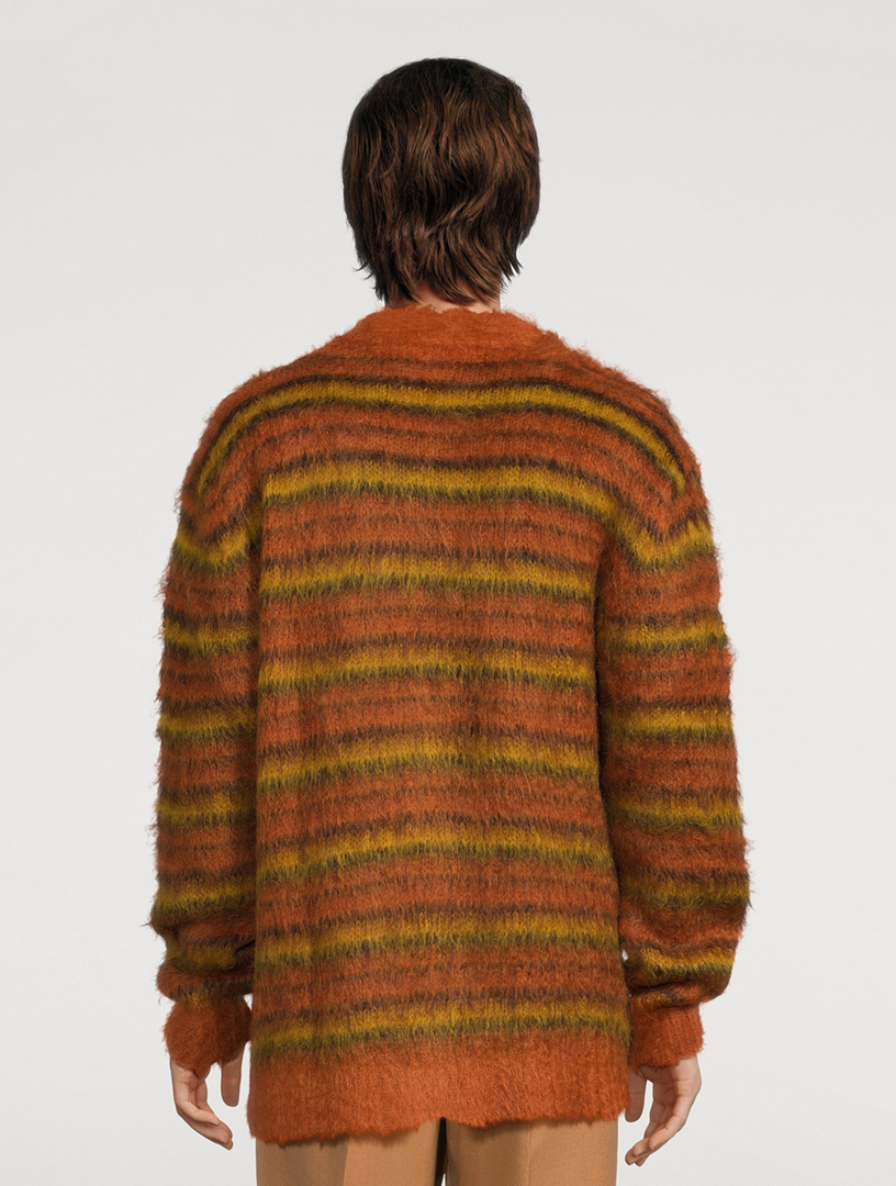 Mohair-Blend Striped Cardigan