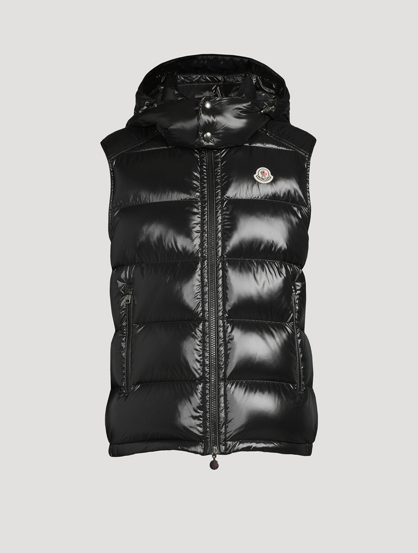 Gilet MONCLER doudoune sans manches Bormes noir brillante Capuche