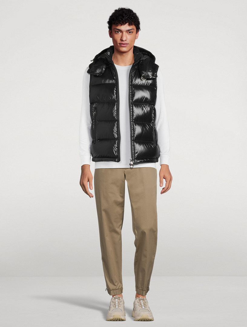 Gilet MONCLER doudoune sans manches Bormes noir brillante Capuche