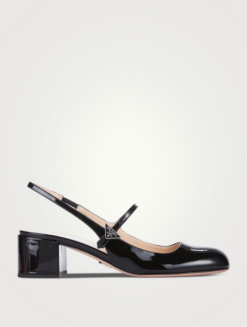 Prada leather hot sale slingback pumps