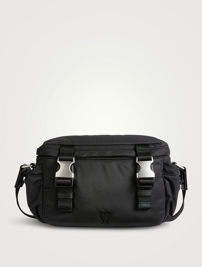 Leather Medium Alfred Messenger Bag in Black - Men