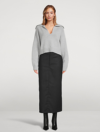 Vato Wool Midi Skirt In Stripe Print