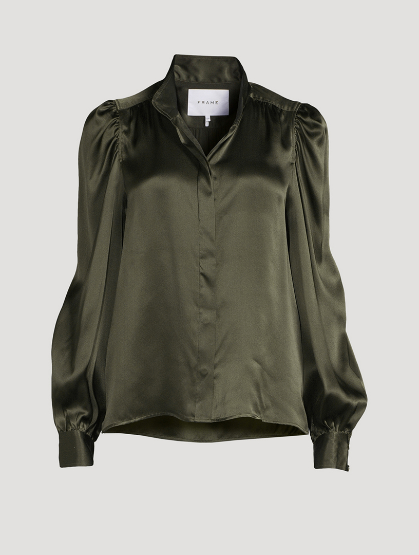 FRAME Gillian Puff-Sleeve Silk Blouse | Holt Renfrew