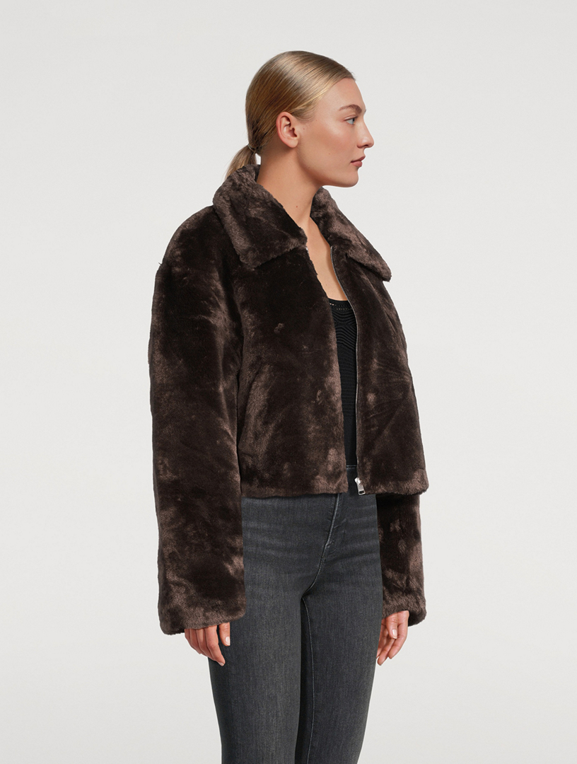 Faux fur bomber jacket in blue - Balmain