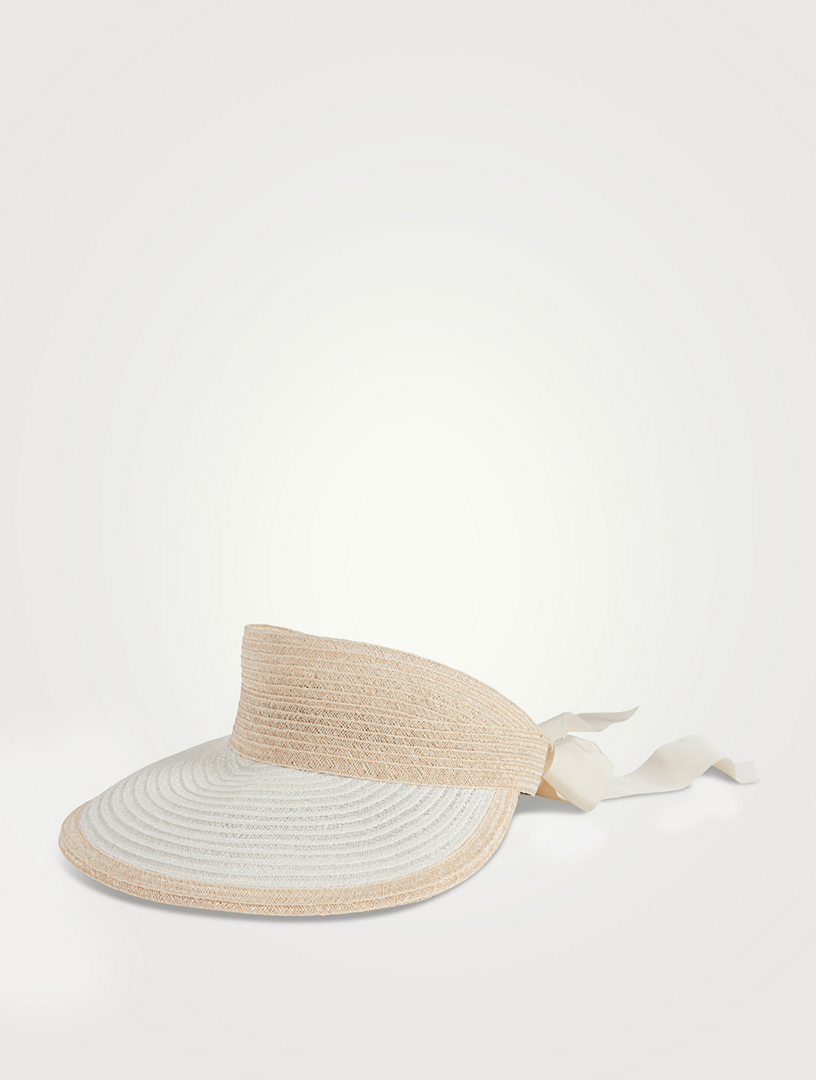 EUGENIA KIM Ricky Straw Visor With Bow | Holt Renfrew