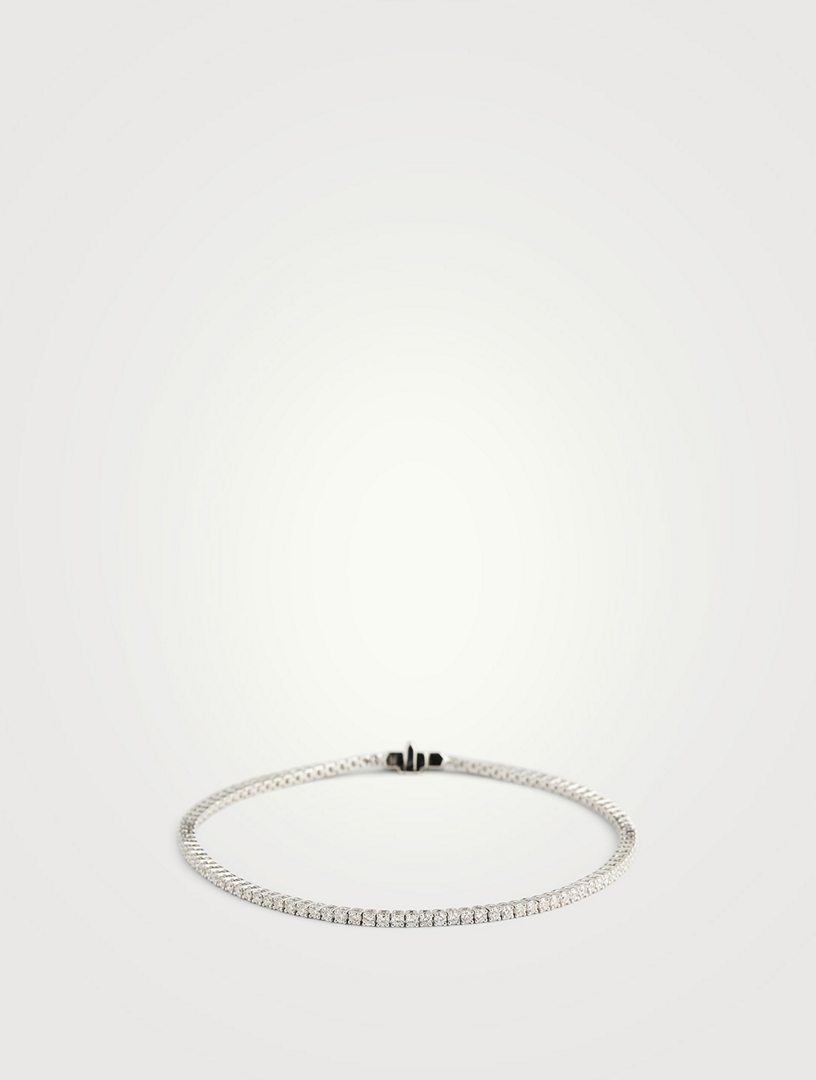 Classic 18K White Gold Four-Prong Line Bracelet With Diamonds