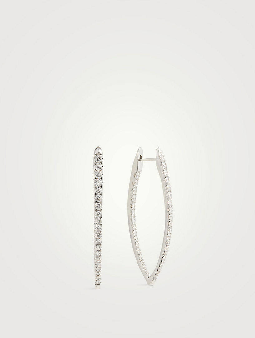 Imperial 18K White Gold Diamond Hoop Earrings