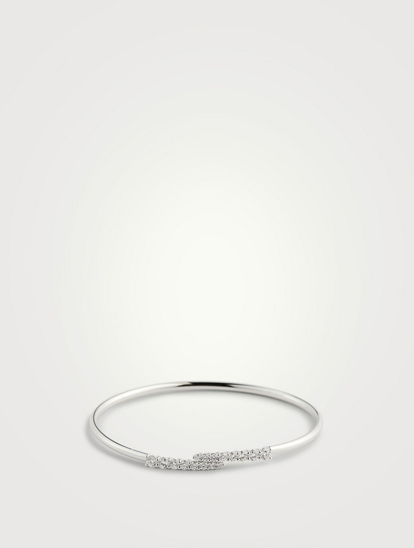 MÉMOIRE Bracelet jonc en or blanc 18 ct orné de diamants  Métallique