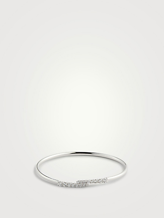 MÉMOIRE Bracelet jonc en or blanc 18 ct orné de diamants  Métallique