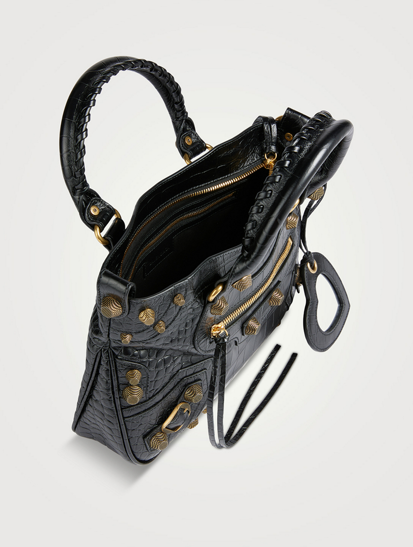 BALENCIAGA Medium Neo Cagole Croc-Embossed Leather Tote Bag | Holt
