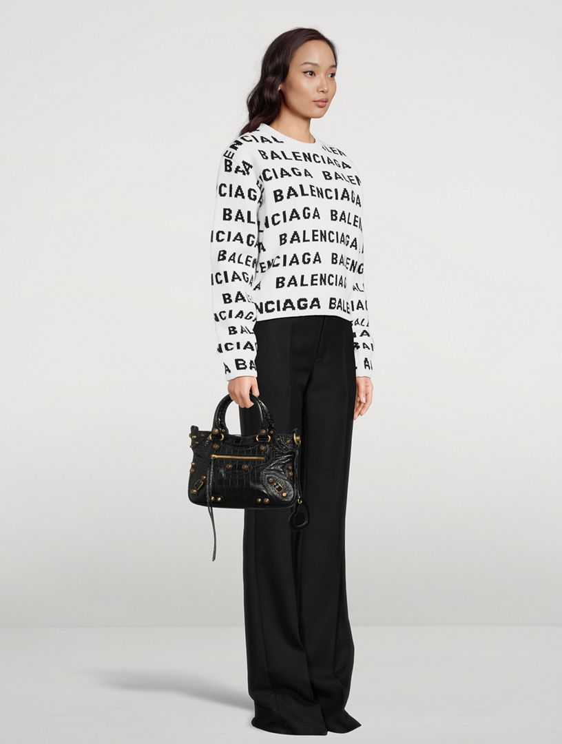 BALENCIAGA ブラック クロッグ 39 BALENCIAGA Medium Neo Cagole Croc-Embossed Leather Tote Bag | Holt