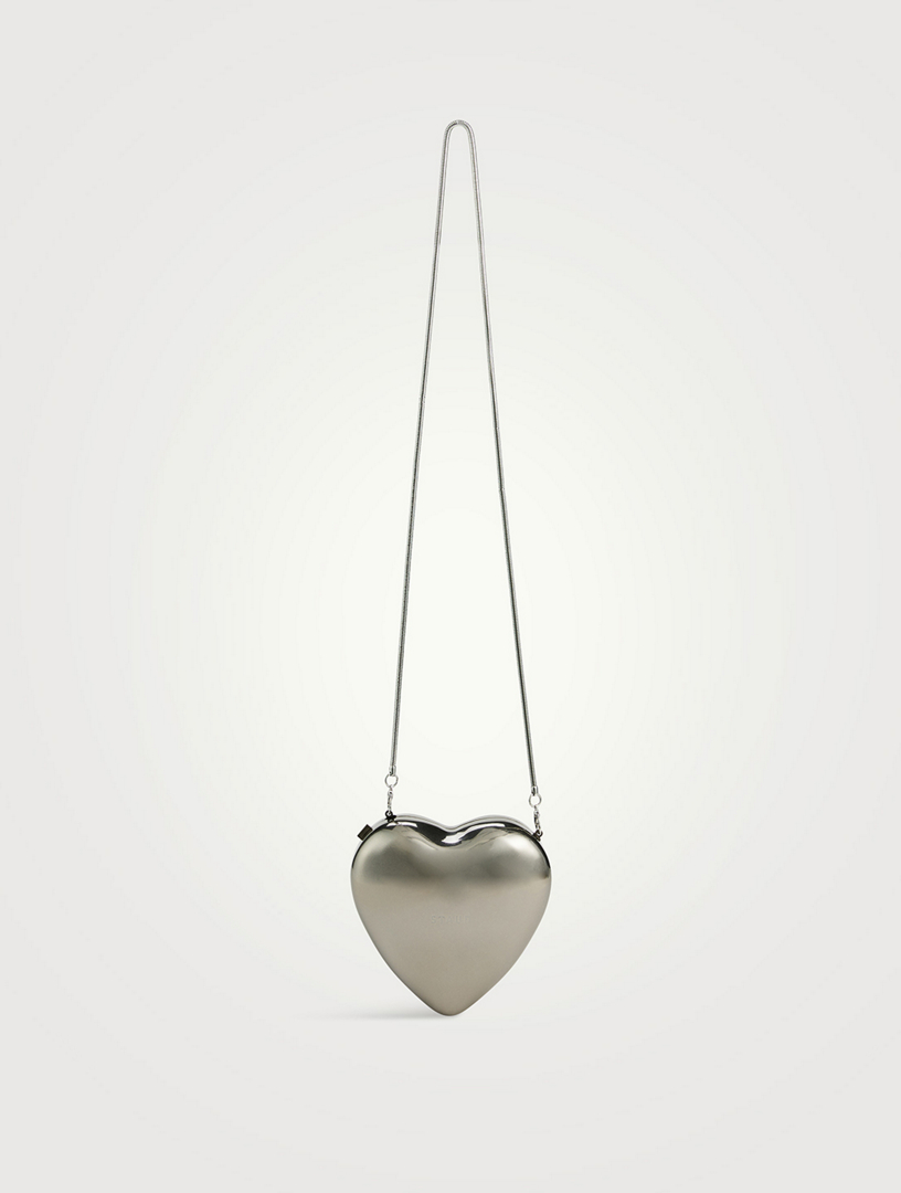 Silver Heart metal clutch bag, Staud