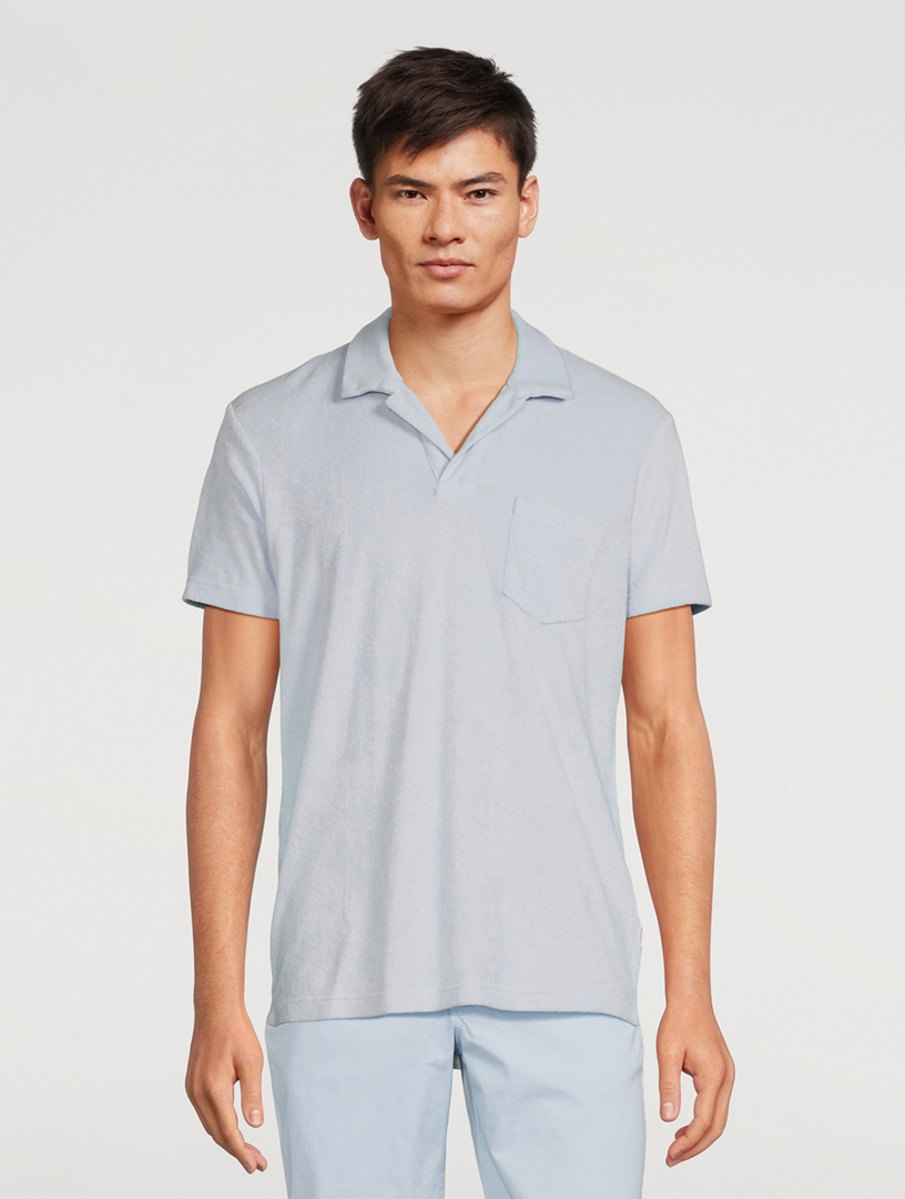 Icon Stripe Collar Polo Shirt in Coal Blue - Men