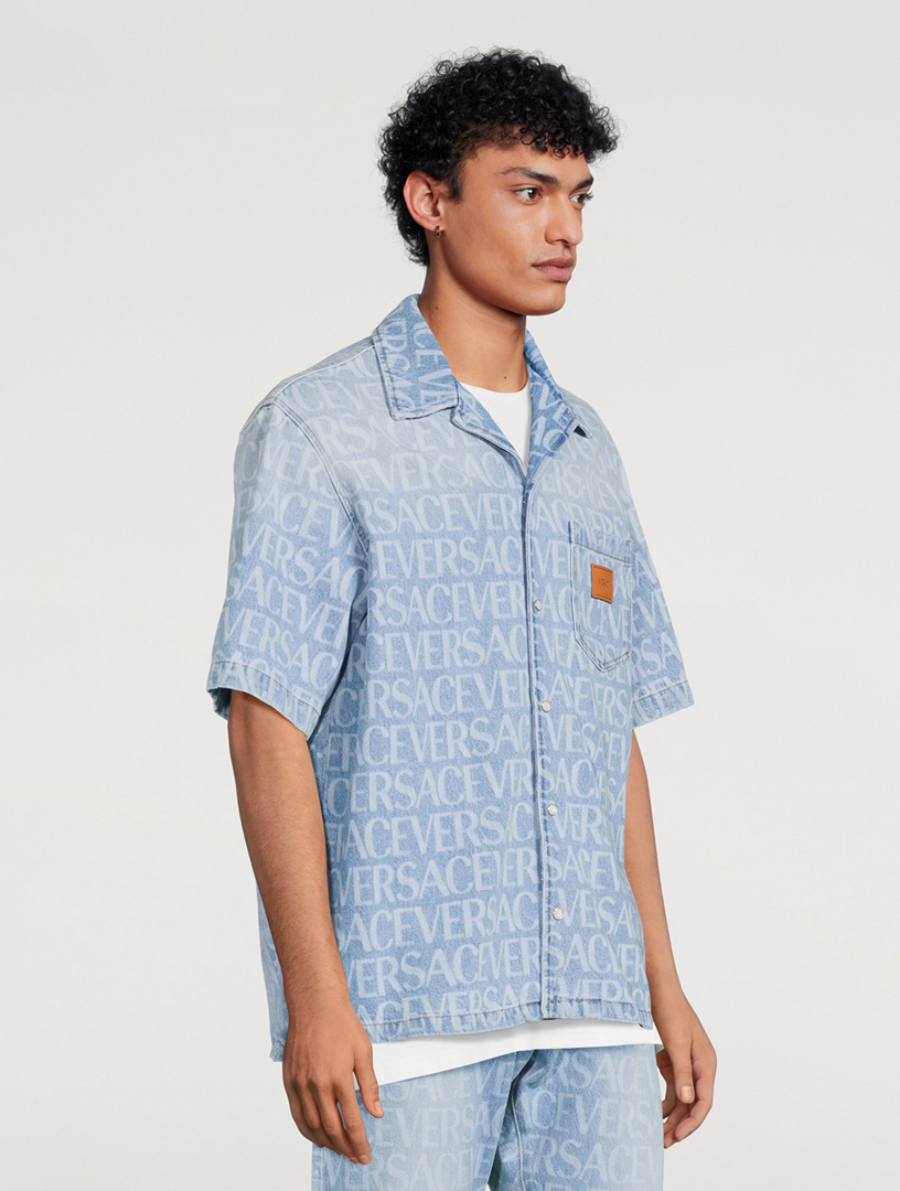 Versace short sleeve button on sale up