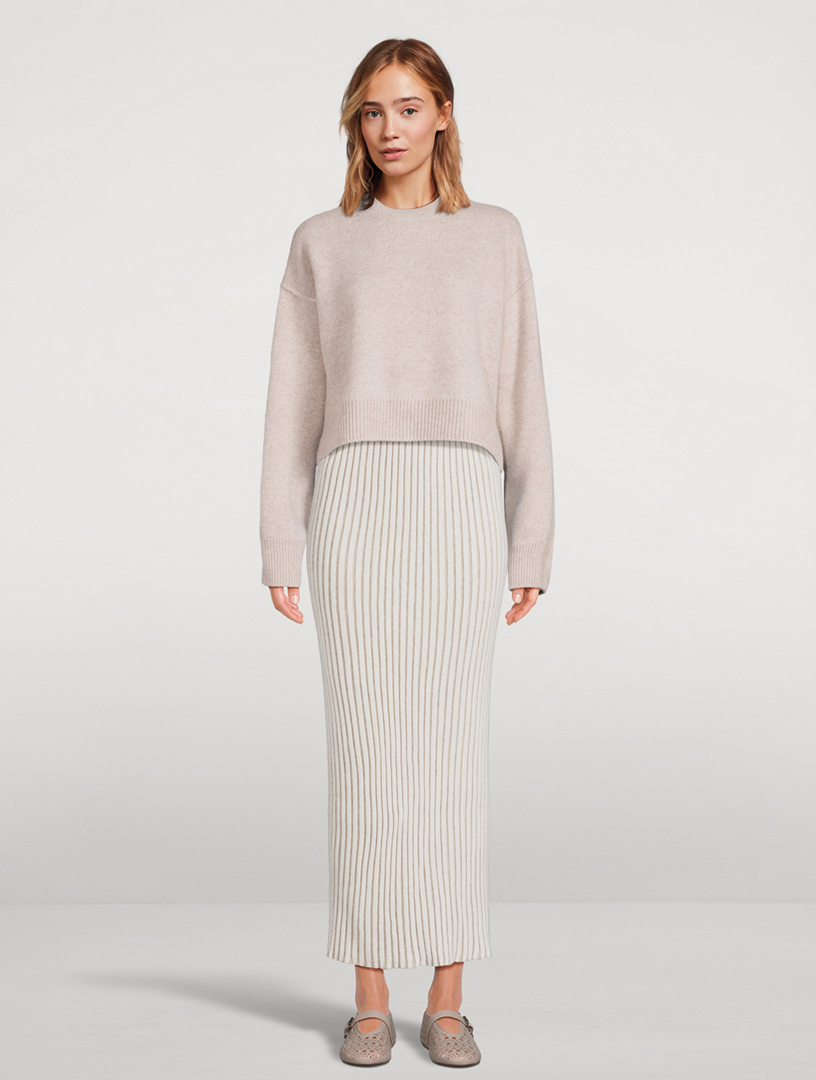 Cashmere Pleated Tube Skirt