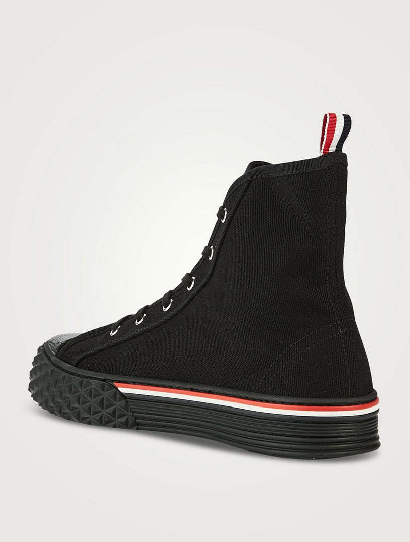 Collegiate High-Top Sneakers With Canvas Tartan Sole