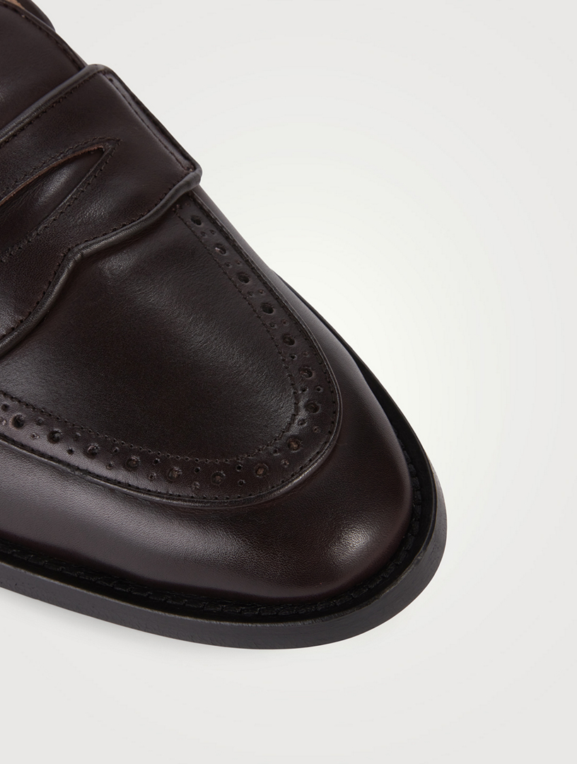 Leather Varsity Penny Loafer Mule