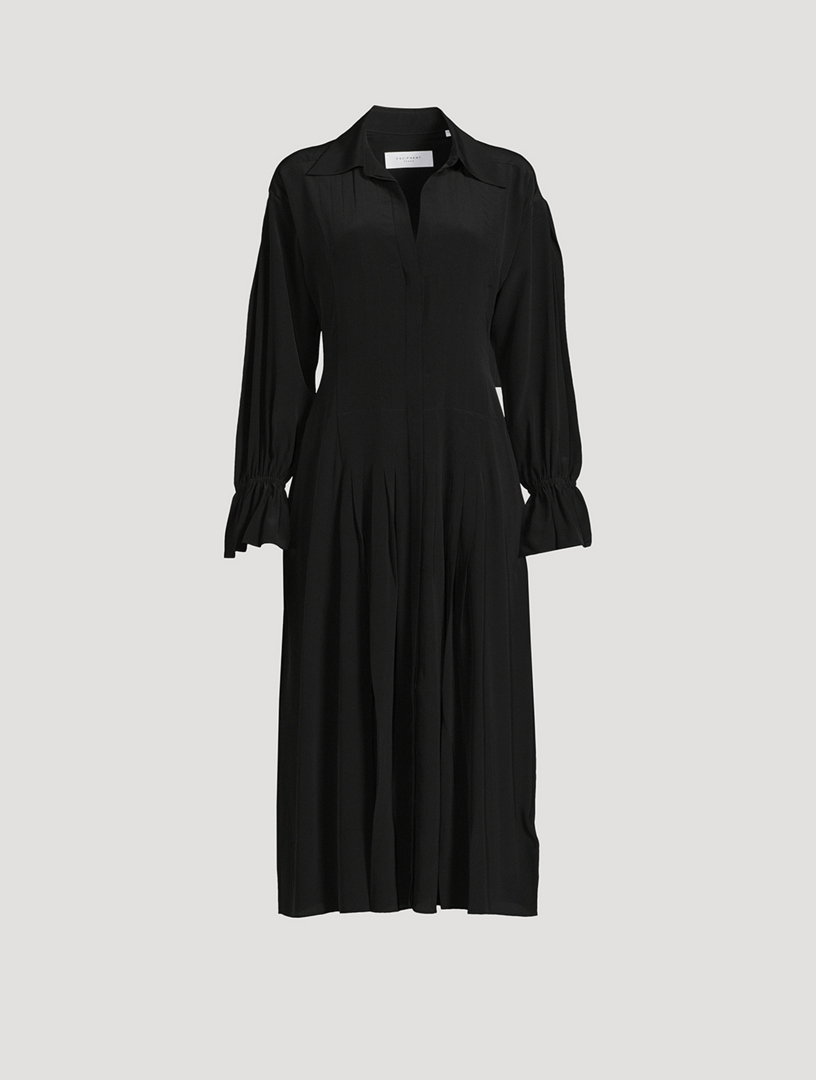 Black silky best sale shirt dress