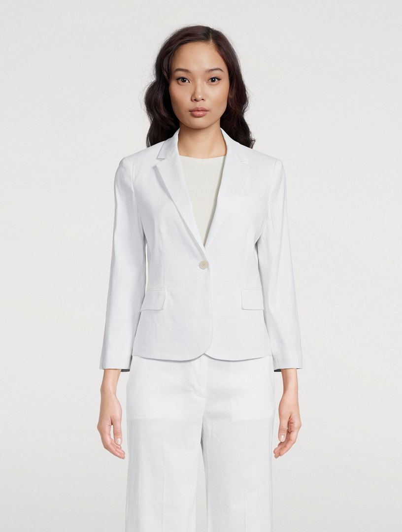 Kasper Womens Textured V-Neck Blazer White 14, 40% OFF