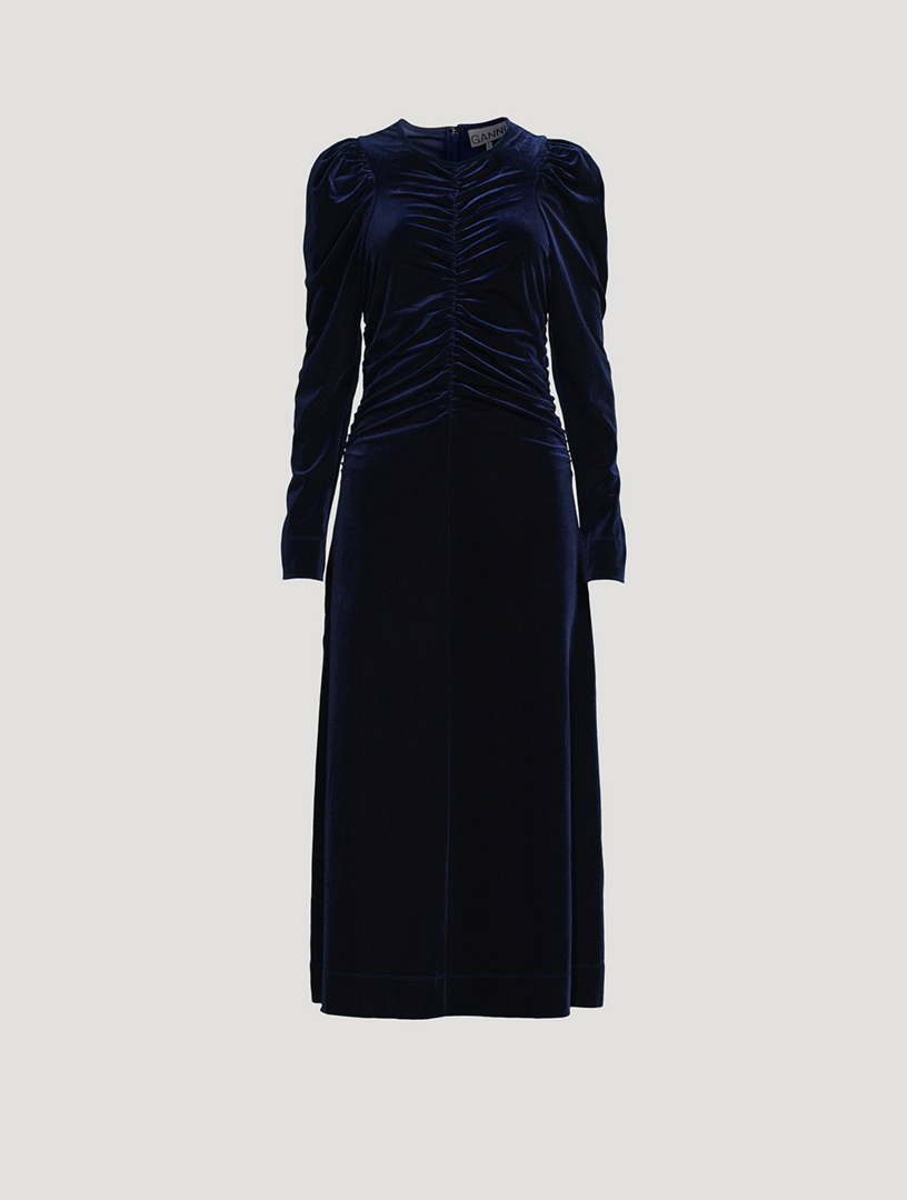 Ruched Velvet Jersey Maxi Dress