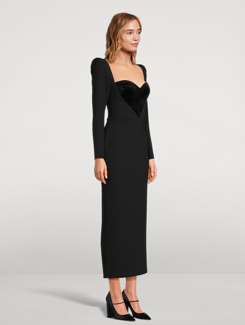 alex perry black velvet dress Off Shoulder Drape Gown in Velvet 16 / Black