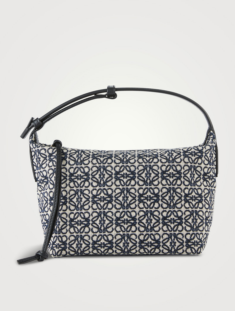 Cubi Anagram small leather-trimmed logo-jacquard tote